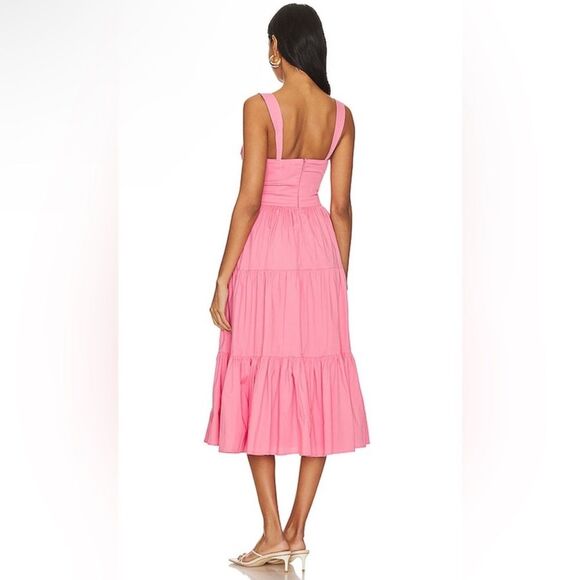 Revolve Tularosa Poppy Bustier A-Line Midi Dress in Watermelon Pink Size Medium - Picture 11 of 12
